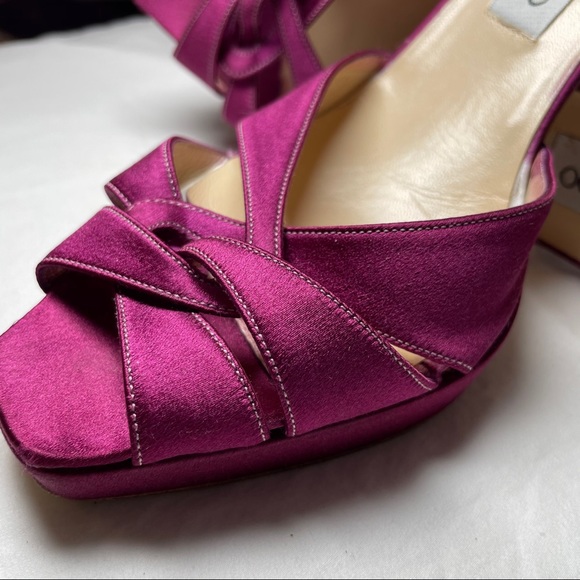 4.5” Choo Satin Stiletto Heels, Fuchsia, Italian size 40 - Picture 2 of 15